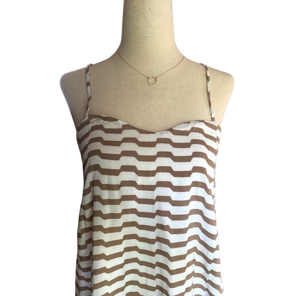 Naked Zebra Chevron Mini Dress Women Size Small Spaghetti Straps Cotton Lining - Picture 2 of 14
